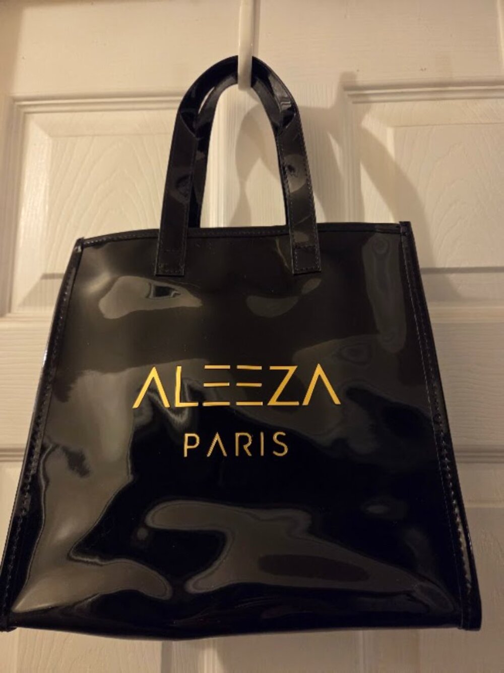 Aleeza Paris Patent Black Tote Bag